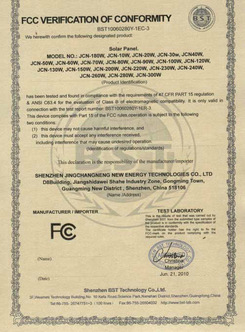 Certificado de panel solar fotovoltaico